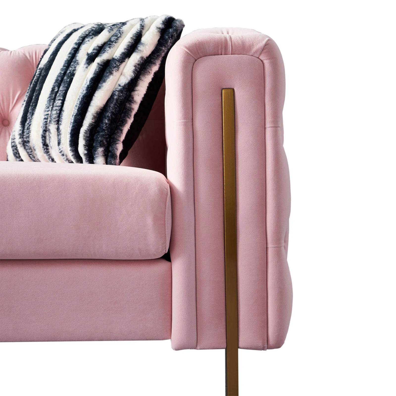 Chesterfield Modern Tufted Velvet Living Room Sofa, 84.25" W Couch, Pink 6 Chesterfield Modern Tufted Velvet Living Room Sofa, 84.25" W Couch, Pink - Image 4