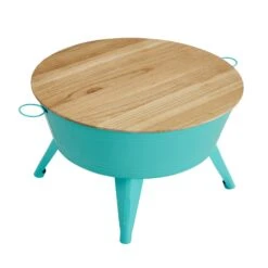 Farmhouse Rustic Cocktail Table Distressed Metal Accent Wood Top