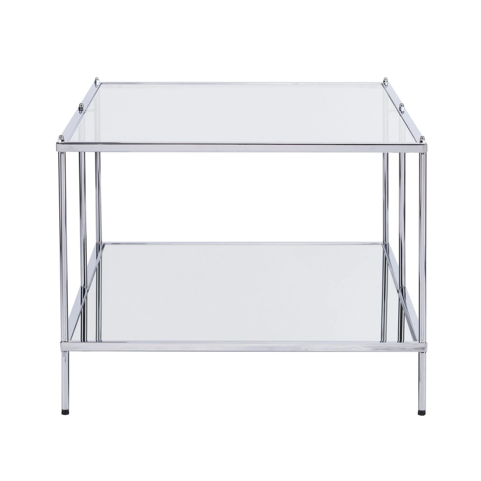 Homezia 42" Chrome Glass And Metal Rectangular Mirrored Coffee Table 7 Homezia 42" Chrome Glass And Metal Rectangular Mirrored Coffee Table - Image 5