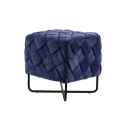 Homezia 17" Navy Velvet And Black Cube Ottoman -Olsberg shop d12f9ccbc6c74cb6a98cb71b0232c5bb