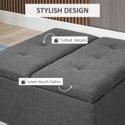 30" Storage Ottoman, Tufted Fabric Upholstered Square Coffee Table With Lift Top, Accent Footrest Footstool For Living Room, Dark Grey -Olsberg shop d463e49f943d4d66ae5d7152f7a32d83
