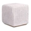 Homezia 16" White Cotton Blend Pouf Cube Ottoman -Olsberg shop d54ac6b865c442ec98c34f3ab758fbab