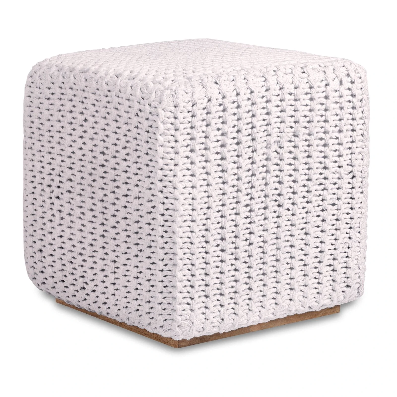 Homezia 16" White Cotton Blend Pouf Cube Ottoman 3 Homezia 16" White Cotton Blend Pouf Cube Ottoman