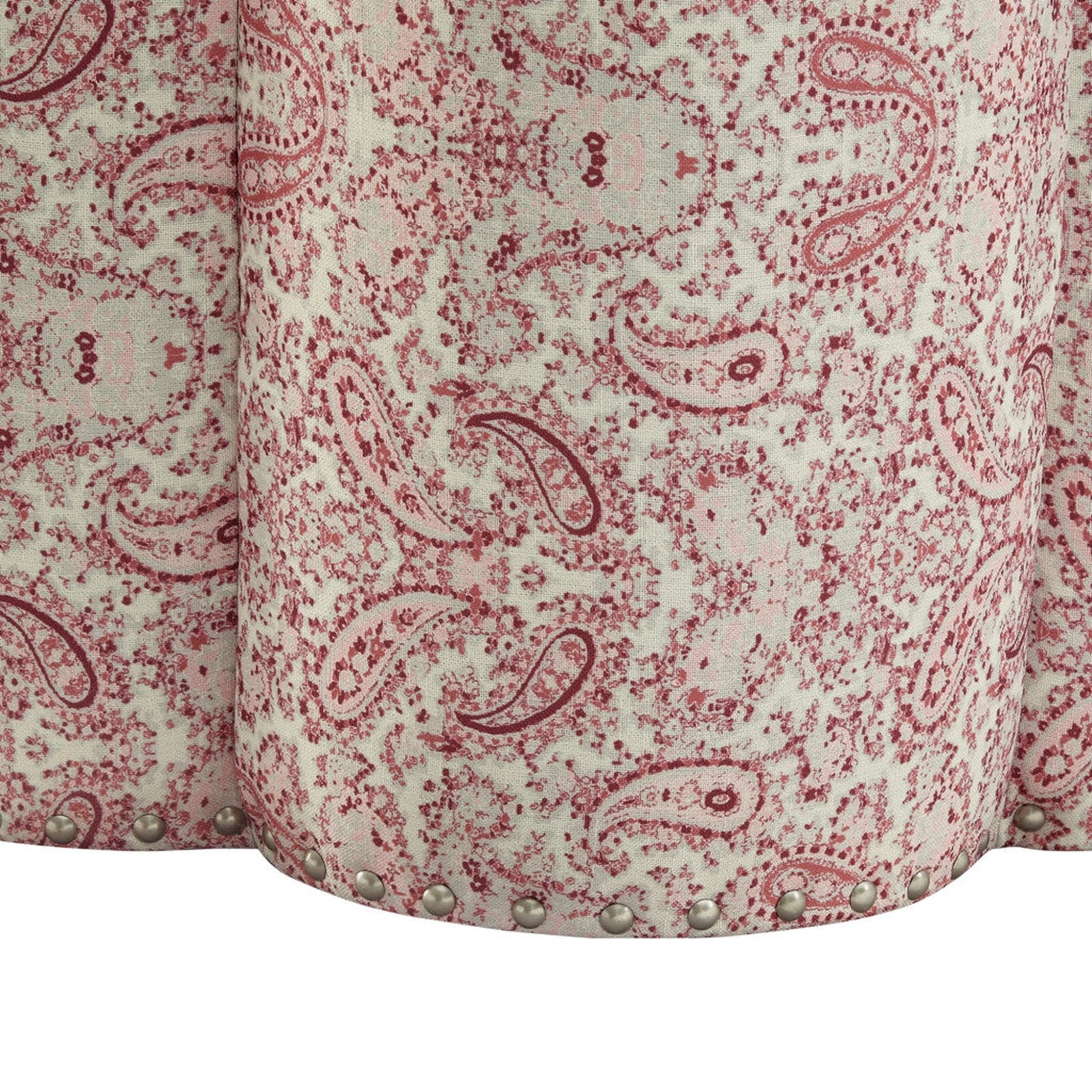 Homezia 25" Paisley Red 100% Linen Specialty Ottoman 6 Homezia 25" Paisley Red 100% Linen Specialty Ottoman - Image 4