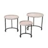 Side Table With Faux Shagreen Accent, Set Of 3, Beige- Benzara -Olsberg shop d812d7fa2f1542f18293b9ce510a53d4