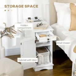 Flip Top End Side Table With Storage Drawer And Cabinet, 11.5" X 24" X 24.25", White 12 Flip Top End Side Table With Storage Drawer And Cabinet, 11.5" X 24" X 24.25", White -Olsberg shop d9d2ef7012ab4b73a38be5a8031fadda