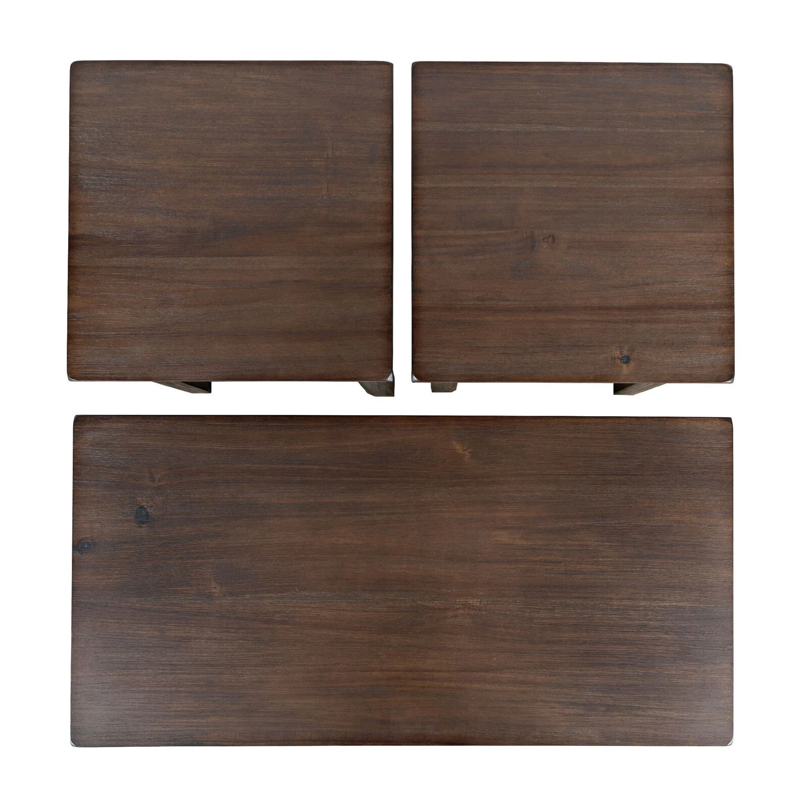 3 Piece Coffee Table Set With Chamfered Legs, Chestnut Brown-Benzara 4 3 Piece Coffee Table Set With Chamfered Legs, Chestnut Brown-Benzara - Image 2