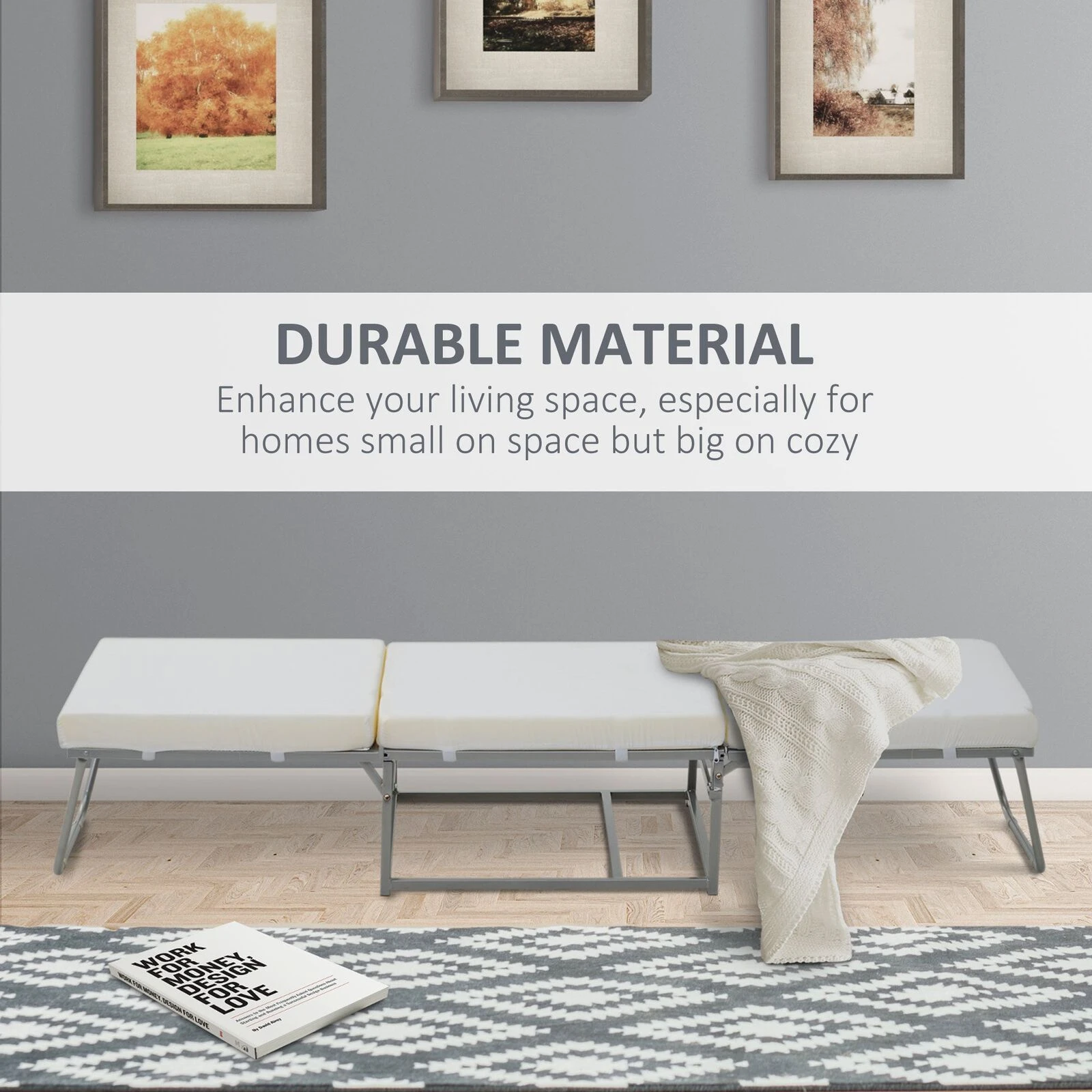 2 In 1 Sofa Bed, Convertible Guest Sleeper Bed With Thick Padded Sponge And Storage Box For Bedroom Living Room, Grey 8 2 In 1 Sofa Bed, Convertible Guest Sleeper Bed With Thick Padded Sponge And Storage Box For Bedroom Living Room, Grey - Image 6