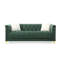 Olsberg shop 40 Russell Tufted Upholstery Sofa Finished In Velvet Fabric In Green