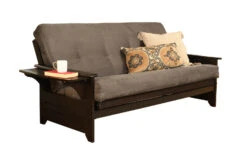 Olsberg shop 14 Phoenix Futon In Espresso Finish With Suede Gray Mattress