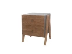 Wooden Side Table With 2 Drawers And A Shape Legs, Brown And Gray- Benzara