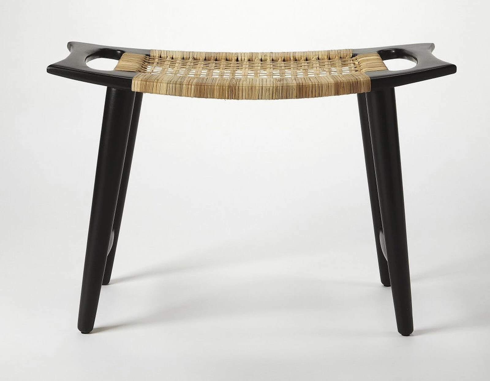 Homezia Black And Natural Cane Woven Stool 4 Homezia Black And Natural Cane Woven Stool - Image 2