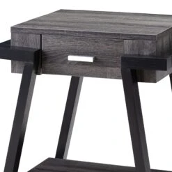 Wooden End Table With Angled Leg Support And 1 Drawer, Black And Gray- Benzara 10 Wooden End Table With Angled Leg Support And 1 Drawer, Black And Gray- Benzara -Olsberg shop dd7fad792f0e42259f81797318961eef