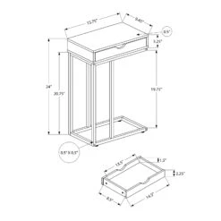 Monarch Specialties I 3772 Accent Table, C-shaped, End, Side, Snack, Storage Drawer, Living Room, Bedroom, Metal, Laminate, White Marble Look, Grey, Contemporary, Modern -Olsberg shop ddcc78809fb4460cb652ee0c6812fef8