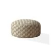 Homezia 24" Beige Cotton Round Animal Print Ottoman 2 Homezia 24" Beige Cotton Round Animal Print Ottoman -Olsberg shop dfbd8b879f924ff297973af003822500