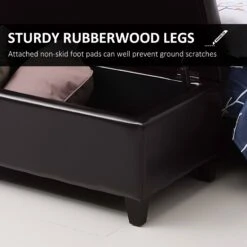 Large 51" Tufted Faux Leather Ottoman Storage Bench For Living Room, Entryway, Or Bedroom, Dark Brown 12 Large 51" Tufted Faux Leather Ottoman Storage Bench For Living Room, Entryway, Or Bedroom, Dark Brown -Olsberg shop e054245aa6ee4ddba6596b39075de6c6