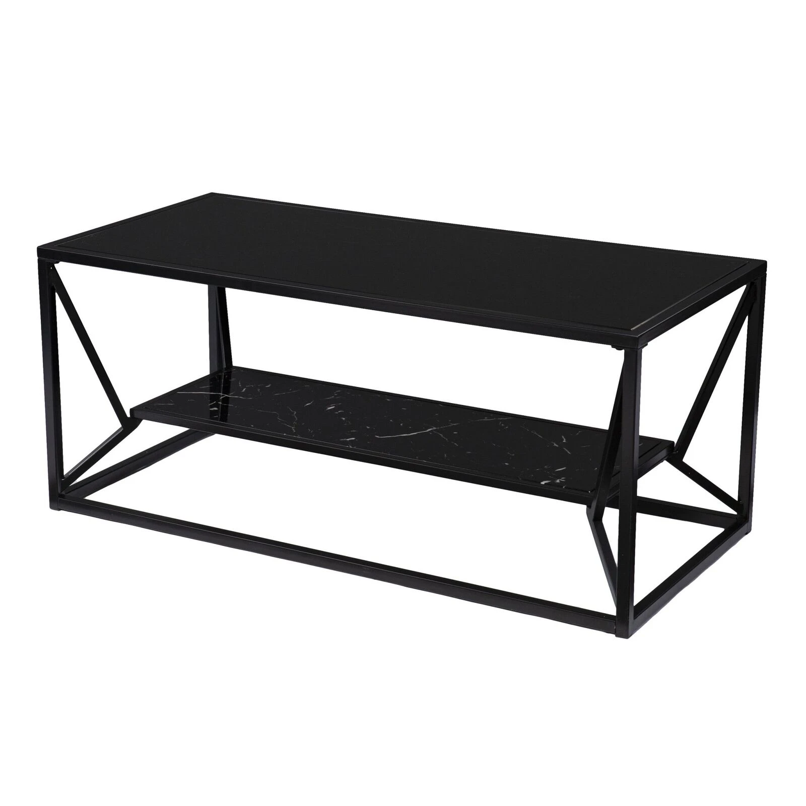 Homezia 42" Glass And Metal Rectangular Coffee Table 5 Homezia 42" Glass And Metal Rectangular Coffee Table - Image 3