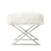 Homezia 18" White Faux Fur With Silver Ottoman -Olsberg shop e1471c0ed0d94378a6e2ce75ccc1853a