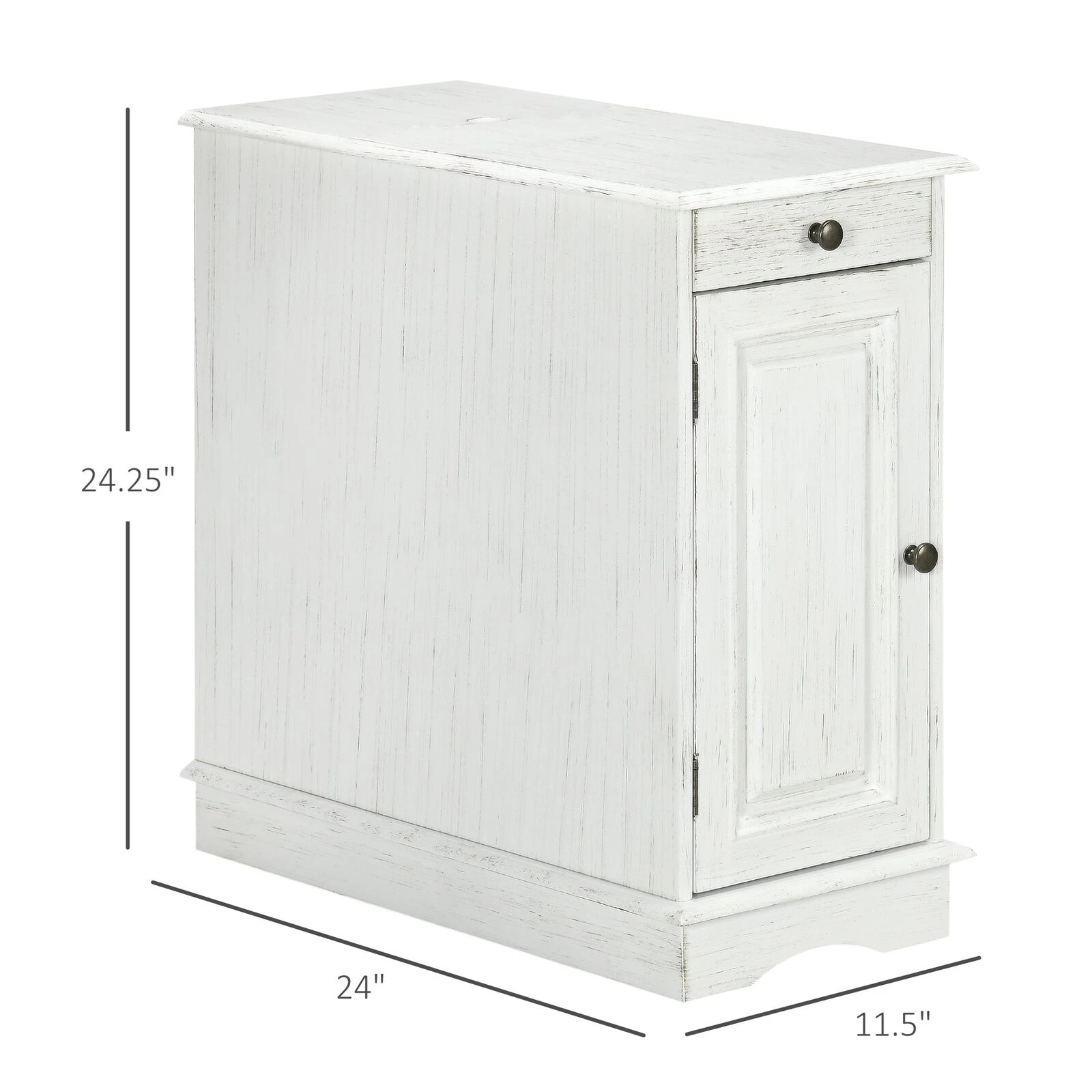 Flip Top End Side Table With Storage Drawer And Cabinet, 11.5" X 24" X 24.25", White 5 Flip Top End Side Table With Storage Drawer And Cabinet, 11.5" X 24" X 24.25", White - Image 3