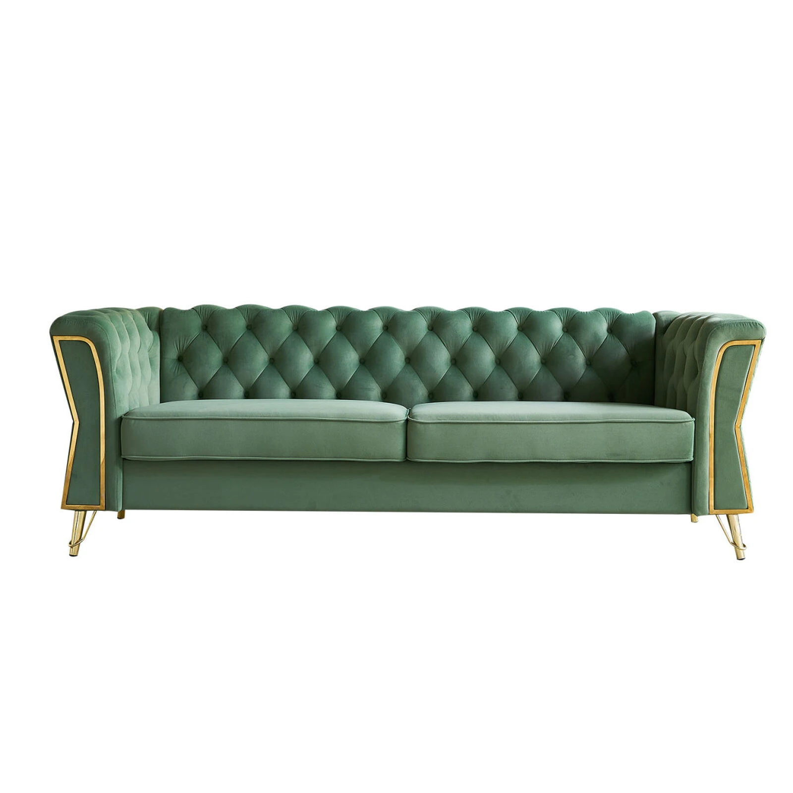 Modern Tufted Velvet Sofa 87.4 Inch For Living Room Mint Green Color 3 Modern Tufted Velvet Sofa 87.4 Inch For Living Room Mint Green Color