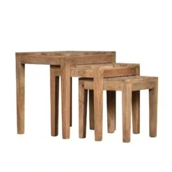 20, 17, 14 Inch 3 Piece Mango Wood Rectangular Nesting Table Set With Inlaid Herringbone Design, Natural Brown-Benzara -Olsberg shop e59b5e9ceb764348829dc88b56b822fc