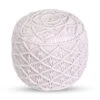 Homezia 18" White Cotton Blend Round Pouf Floral Ottoman -Olsberg shop e5a6d298abe74940af59ce0345bac16a