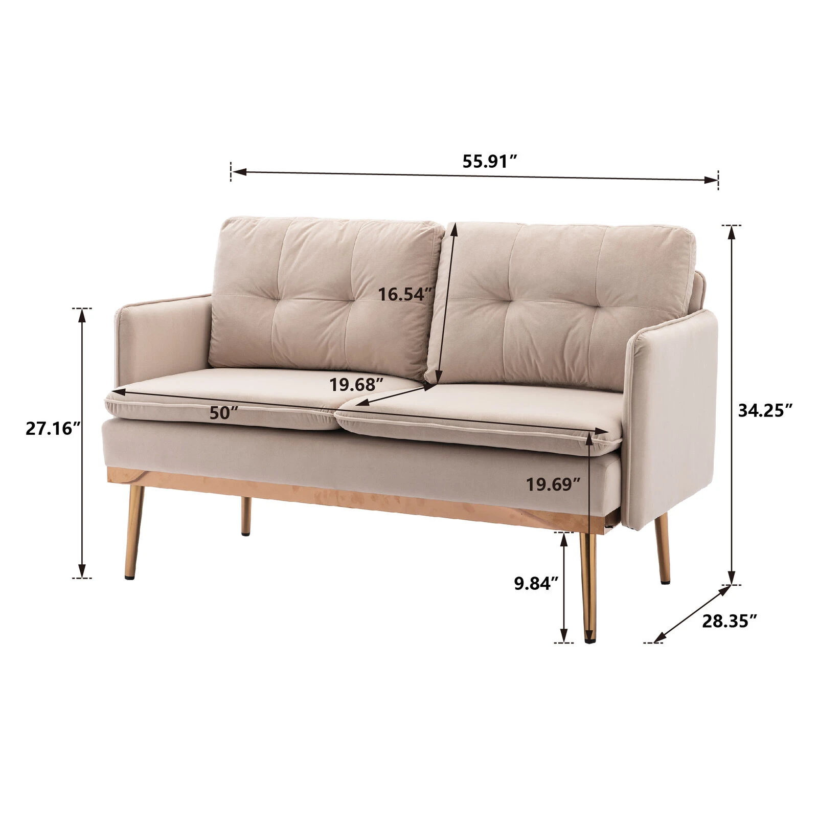 Velvet Accent Sofa With Stainless Feet - Stylish And Comfortable Home Furniture 6 Velvet Accent Sofa With Stainless Feet - Stylish And Comfortable Home Furniture - Image 4