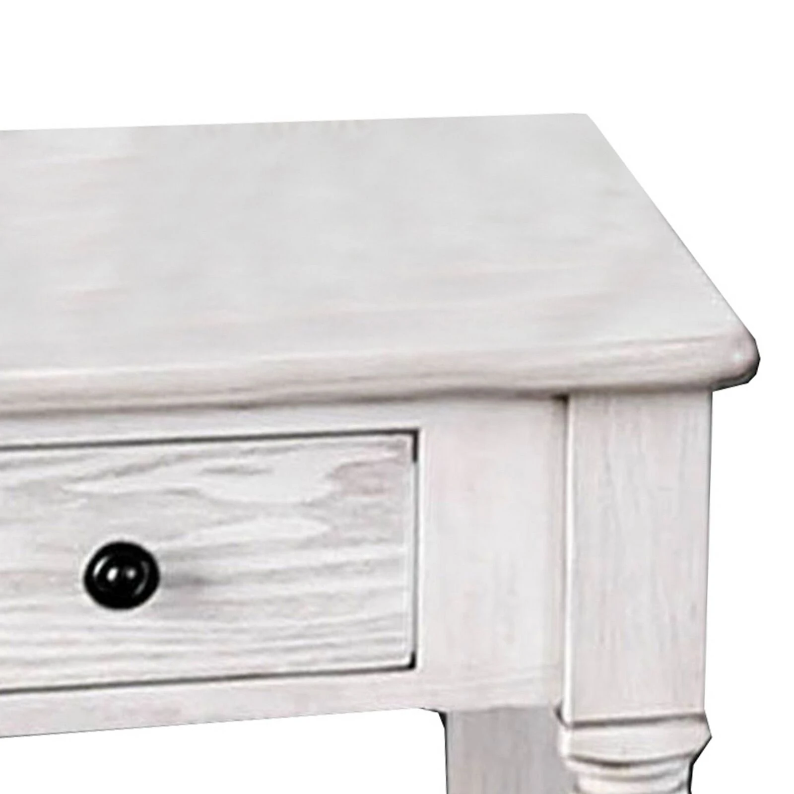 Transitional Style Wooden End Table With 1 Drawer Storage, White- Benzara 5 Transitional Style Wooden End Table With 1 Drawer Storage, White- Benzara - Image 3