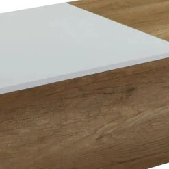 49 Inch Wood Coffee Table, Extendable Top, 2 Drawers, Walnut, White-Benzara 9 49 Inch Wood Coffee Table, Extendable Top, 2 Drawers, Walnut, White-Benzara -Olsberg shop e72d95b2e98a4651859f6eb15de7a846