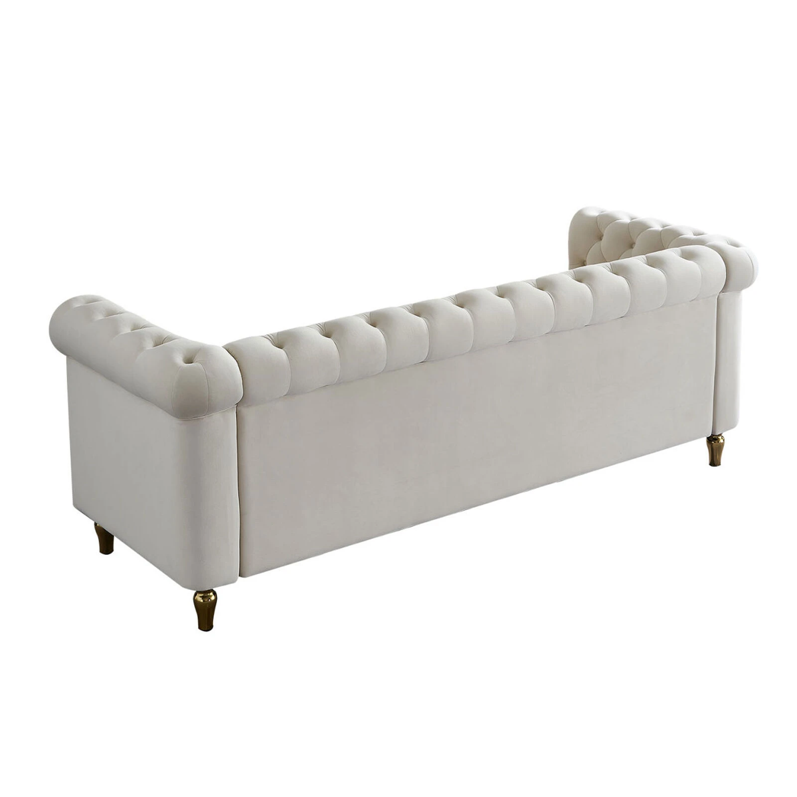 Chesterfield Velvet Sofa 84.65 Inch For Living Room Beige Color 5 Chesterfield Velvet Sofa 84.65 Inch For Living Room Beige Color - Image 3