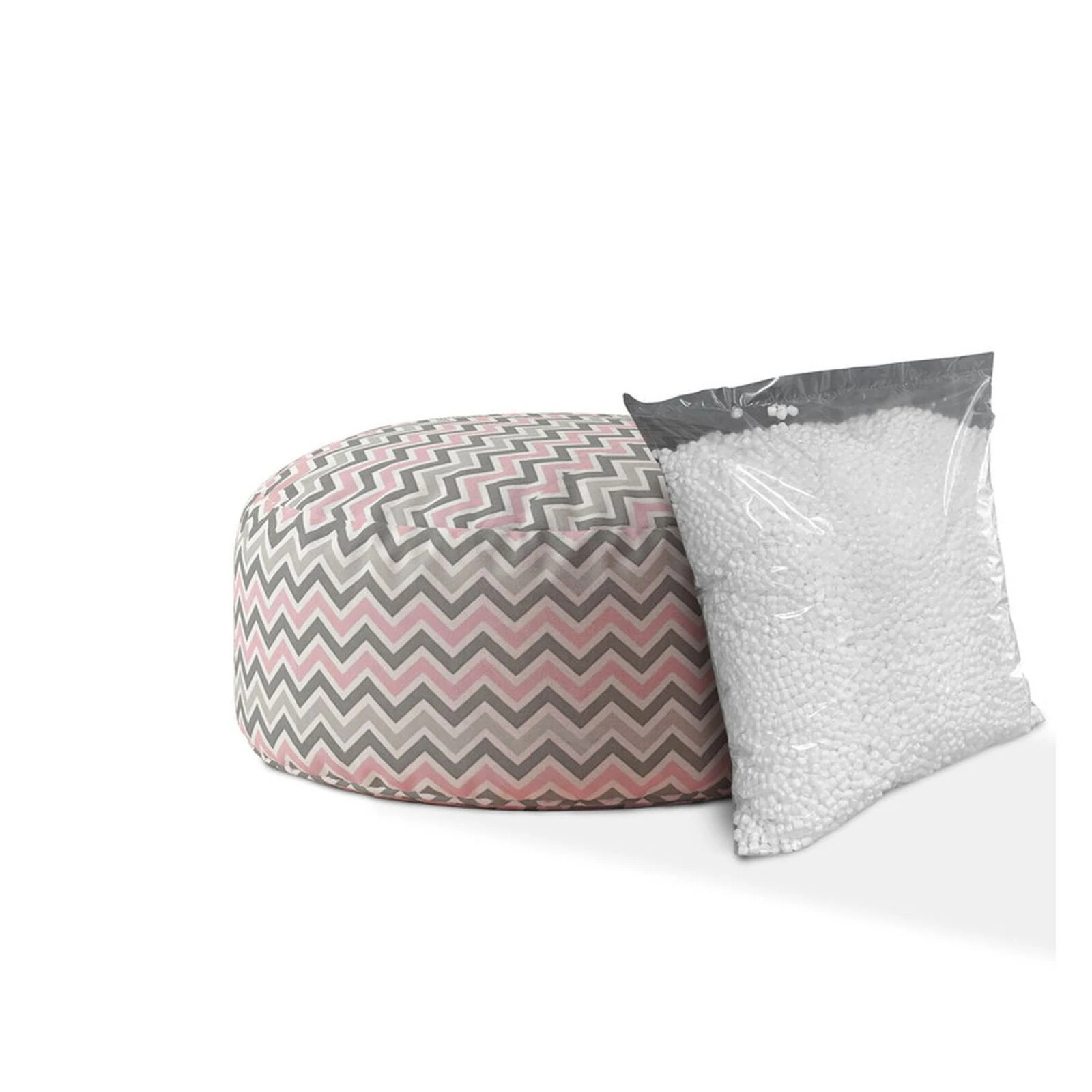 Homezia 24" Twill Round Chevron Pouf Ottoman 5 Homezia 24" Twill Round Chevron Pouf Ottoman - Image 3