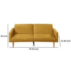 Fabric Adjustable Sofa With Chevron Pattern And Splayed Legs, Yellow -Olsberg shop e99c47a4a7d3476b8181c29ff6192fed