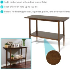 Sunnydaze Decor Sunnydaze Lawrence Wooden Sofa Console Table - Dark Walnut - 42 In -Olsberg shop eb13fdbb7f6445d9b2f515c73a4aca34