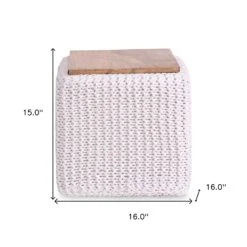 Homezia 16" White Cotton Blend Pouf Cube Ottoman 13 Homezia 16" White Cotton Blend Pouf Cube Ottoman -Olsberg shop eb317274f9f2454e9be63cc8a0339cc2