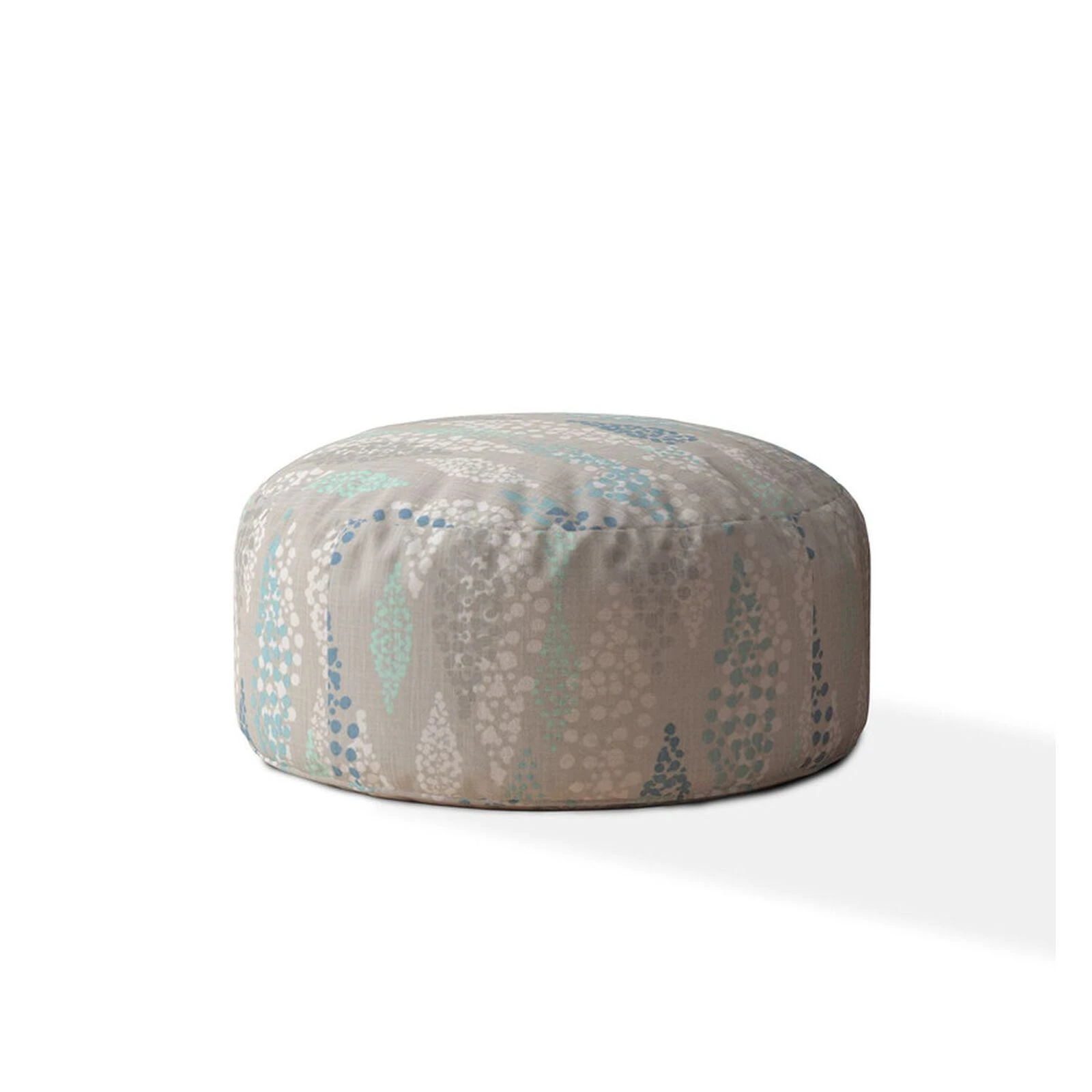 Homezia 24" Blue And Grey Canvas Round Polka Dots Pouf Ottoman 3 Homezia 24" Blue And Grey Canvas Round Polka Dots Pouf Ottoman