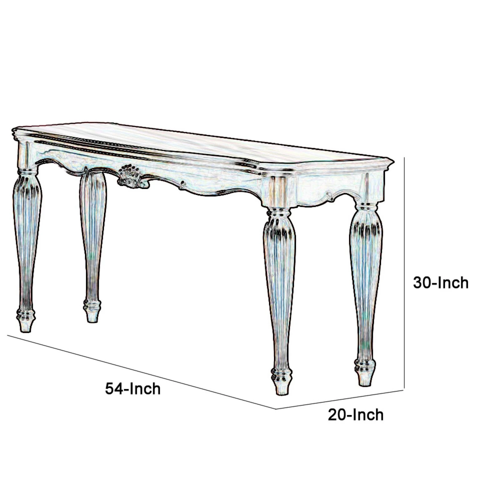 Wooden Sofa Table With Carved Details, Cherry Brown-Benzara 7 Wooden Sofa Table With Carved Details, Cherry Brown-Benzara - Image 5