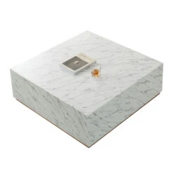 Modern Square Coffee Table Low Gloss Marble White Finish End Table For Living Room 39.37" W X 13.78" H -Olsberg shop ecf32d651dd745589f55649775f4d61c