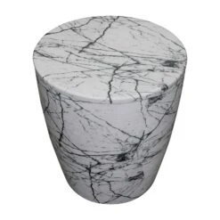16 Inch White Round Accent Side Table