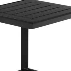 Kili 20 Inch Side End Table, Geometric Design, Jet Black Aluminum Frame-Benzara -Olsberg shop edc366a34ce04c87870bfa304f03f9a7