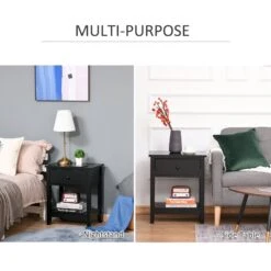Modern Style Bedside End Table With Drawer And Storage Shelf For Bedroom, Or Living Room, Black 11 Modern Style Bedside End Table With Drawer And Storage Shelf For Bedroom, Or Living Room, Black -Olsberg shop efa1bf5b17674ac8980c49c474869855