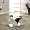 Contemporary Coffee Table With Curved V Base, Black And White-Benzara 1 Contemporary Coffee Table With Curved V Base, Black And White-Benzara -Olsberg shop eff8b065379e480a957ce429624de122