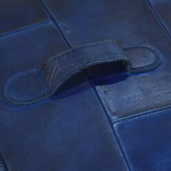 Geometric Handmade Leather Square Pouf 18"x18"x18" (Recycled Foam With Fibre Fill) Vintage Blue Color MABBBACPF25 BBH Homes -Olsberg shop f01b15a47aea4167837e02e617ba59a3