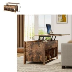 QuikFurn Rustic FarmHouse Tan Wooden Lift Top Coffee Table -Olsberg shop f2250492e2874246b7e237621ab77c1c