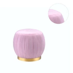 Round Ottoman With Gold Base In Pink -Olsberg shop f29029b3785a4dbdb827ec2154697b41