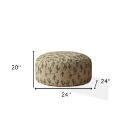 Homezia 24" Beige Cotton Floral Pouf Ottoman 10 Homezia 24" Beige Cotton Floral Pouf Ottoman -Olsberg shop f2969b5e81eb44b5bdd050731477ab75