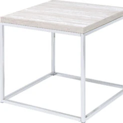 Homezia 24" Chrome And White Oak Manufactured Wood And Metal Square End Table 11 Homezia 24" Chrome And White Oak Manufactured Wood And Metal Square End Table -Olsberg shop f3b3f44aa8634f7a941e8ae71961bc10
