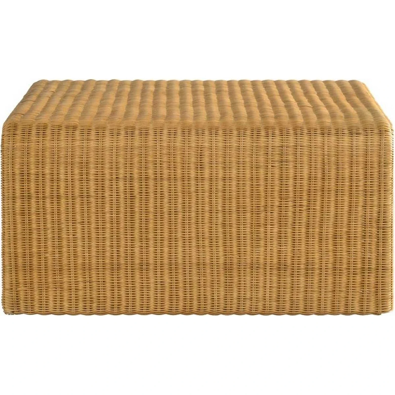 36 Inch Square Rattan Coffee Table, Waterfall Edges, Natural Textured Brown - Benzara 4 36 Inch Square Rattan Coffee Table, Waterfall Edges, Natural Textured Brown - Benzara - Image 3