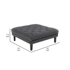 Aki 44 Inch Modern Wood Ottoman, Deep Button Tufted, Gray Velvet Fabric-Benzara 11 Aki 44 Inch Modern Wood Ottoman, Deep Button Tufted, Gray Velvet Fabric-Benzara -Olsberg shop f4135e47509347e18969b47aa14d4810