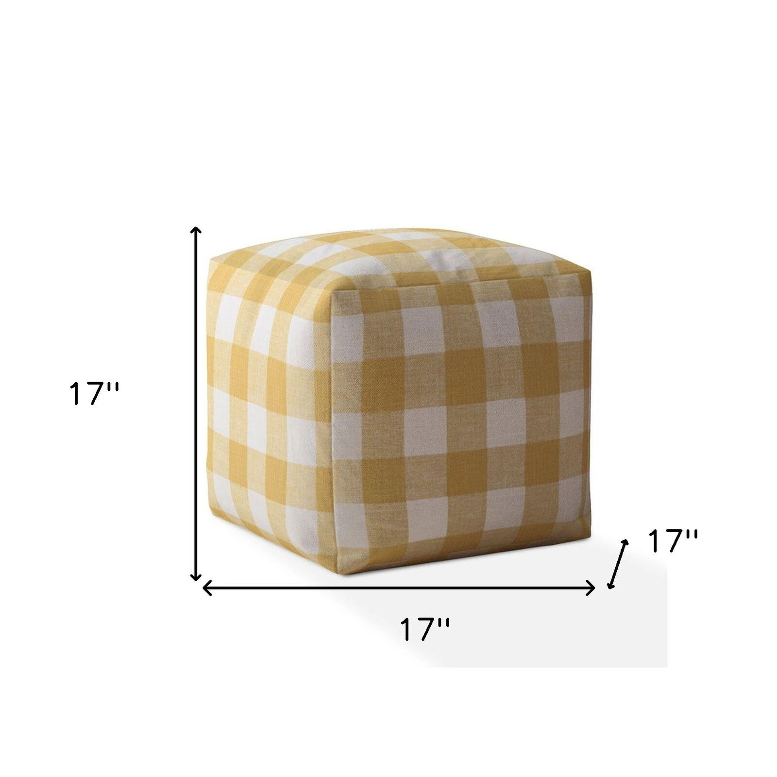 Homezia 17" Canvas Gingham Pouf Ottoman 5 Homezia 17" Canvas Gingham Pouf Ottoman - Image 3