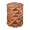 23 Inch Handcrafted Drum Side Accent Table With A Multifaceted Diamond Cut Design, Natural Brown Acacia Wood-Benzara 2 23 Inch Handcrafted Drum Side Accent Table With A Multifaceted Diamond Cut Design, Natural Brown Acacia Wood-Benzara -Olsberg shop f645fc9cde04499ca792d4a772ebf38b